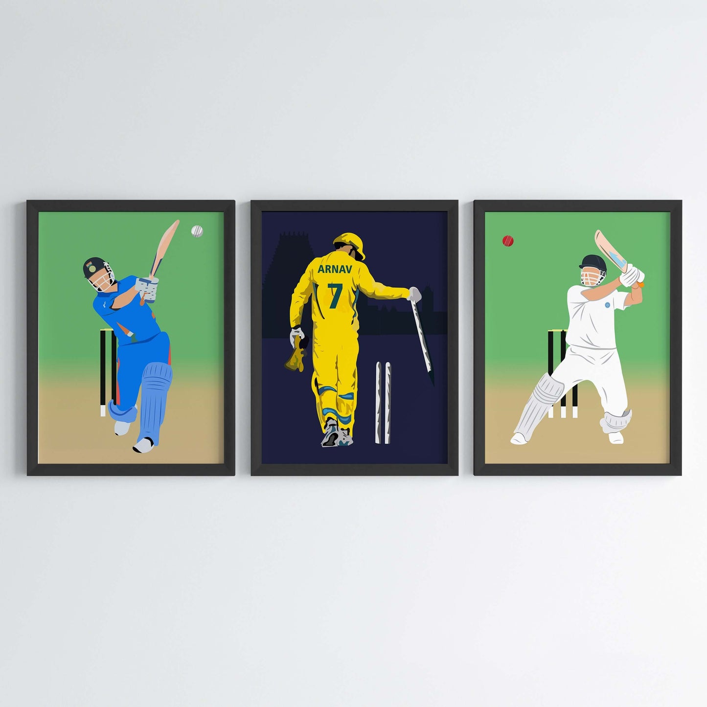 M. S. Dhoni Personalized Wall Art (Framed Set of 3)