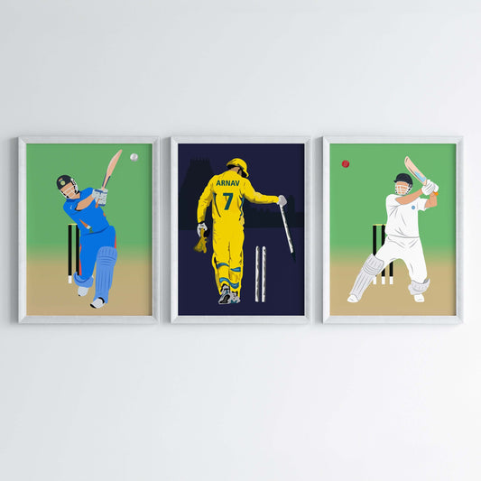 M. S. Dhoni Personalized Wall Art (Framed Set of 3)