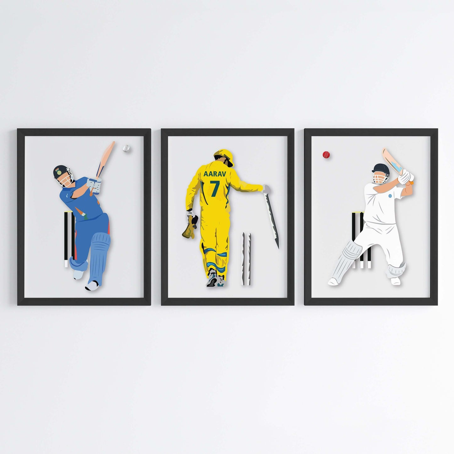 M. S. Dhoni Personalized Wall Art (Framed Set of 3)