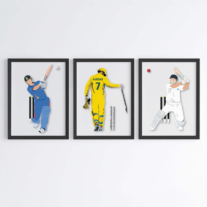 M. S. Dhoni Personalized Wall Art (Framed Set of 3)