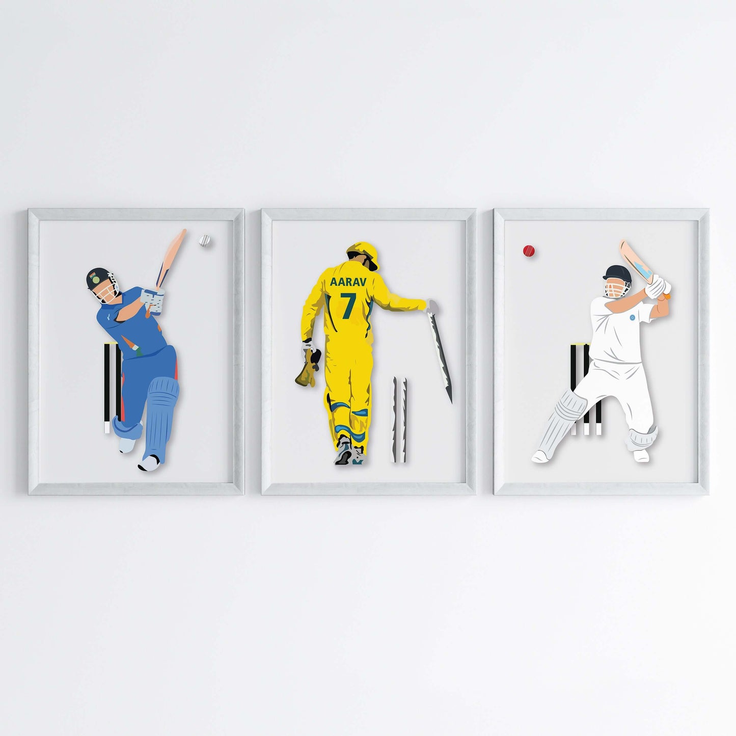 M. S. Dhoni Personalized Wall Art (Framed Set of 3)