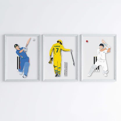 M. S. Dhoni Personalized Wall Art (Framed Set of 3)
