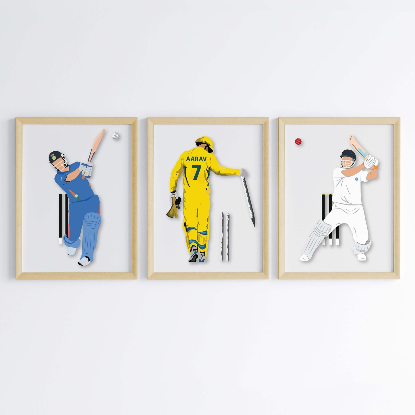 M. S. Dhoni Personalized Wall Art (Framed Set of 3)