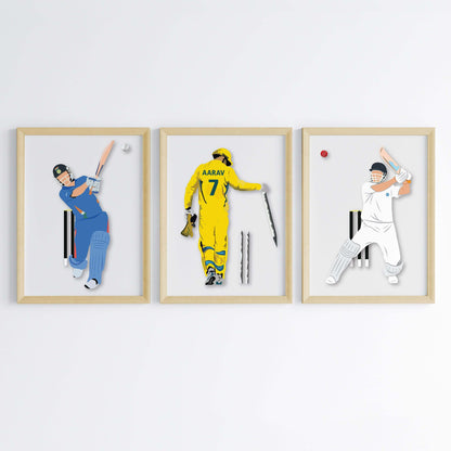 M. S. Dhoni Personalized Wall Art (Framed Set of 3)
