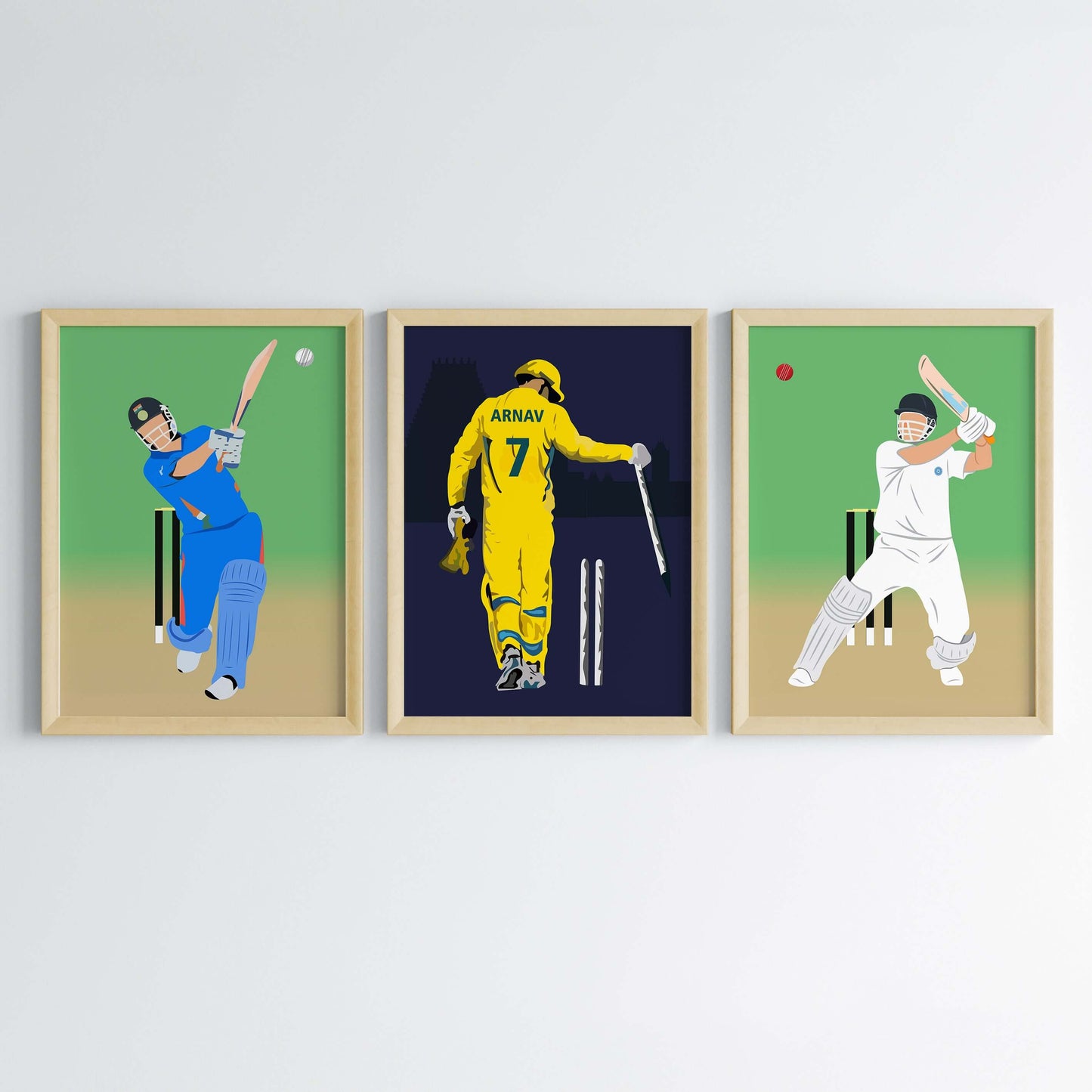 M. S. Dhoni Personalized Wall Art (Framed Set of 3)