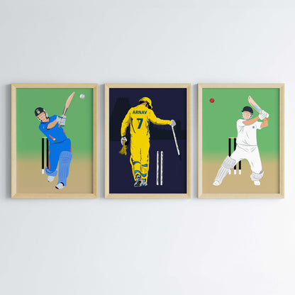 M. S. Dhoni Personalized Wall Art (Framed Set of 3)