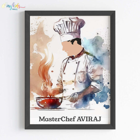 Master Chef Boy Personalized Wall Art (Framed)