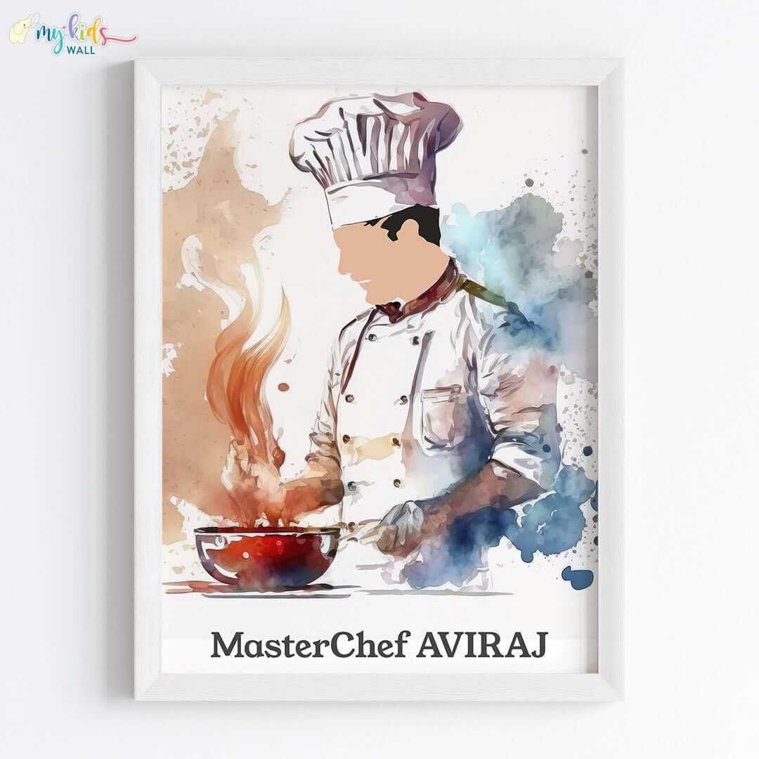 Master Chef Boy Personalized Wall Art (Framed)