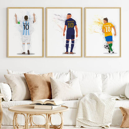 Messi-Mbappe-Neymar Personalized Wall Art (Framed Set of 3)