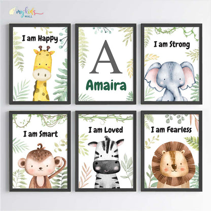 Motivational Baby Safari Animals Wall Art (Framed)