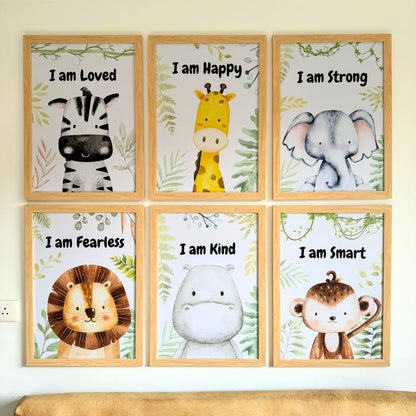 Motivational Baby Safari Animals Wall Art (Framed)