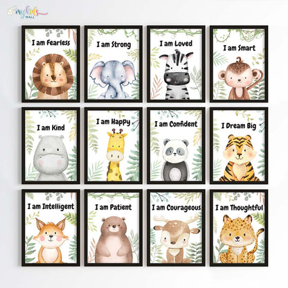 Motivational Baby Safari Animals Wall Art (Framed)