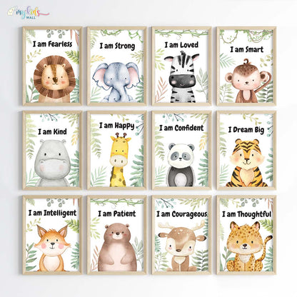 Motivational Baby Safari Animals Wall Art (Framed)