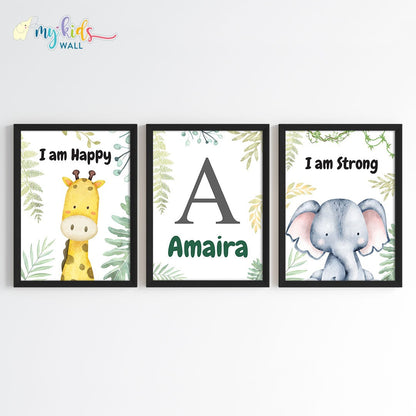 Motivational Baby Safari Animals Wall Art (Framed)