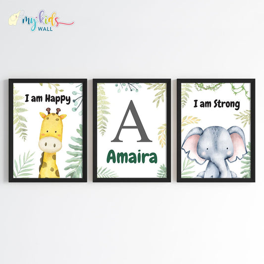 Motivational Baby Safari Animals Wall Art (Framed)