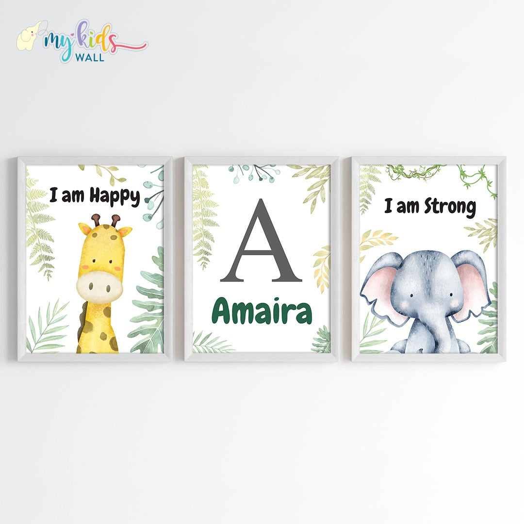 Motivational Baby Safari Animals Wall Art (Framed)