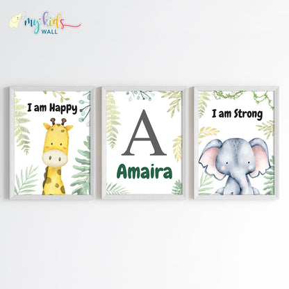 Motivational Baby Safari Animals Wall Art (Framed)