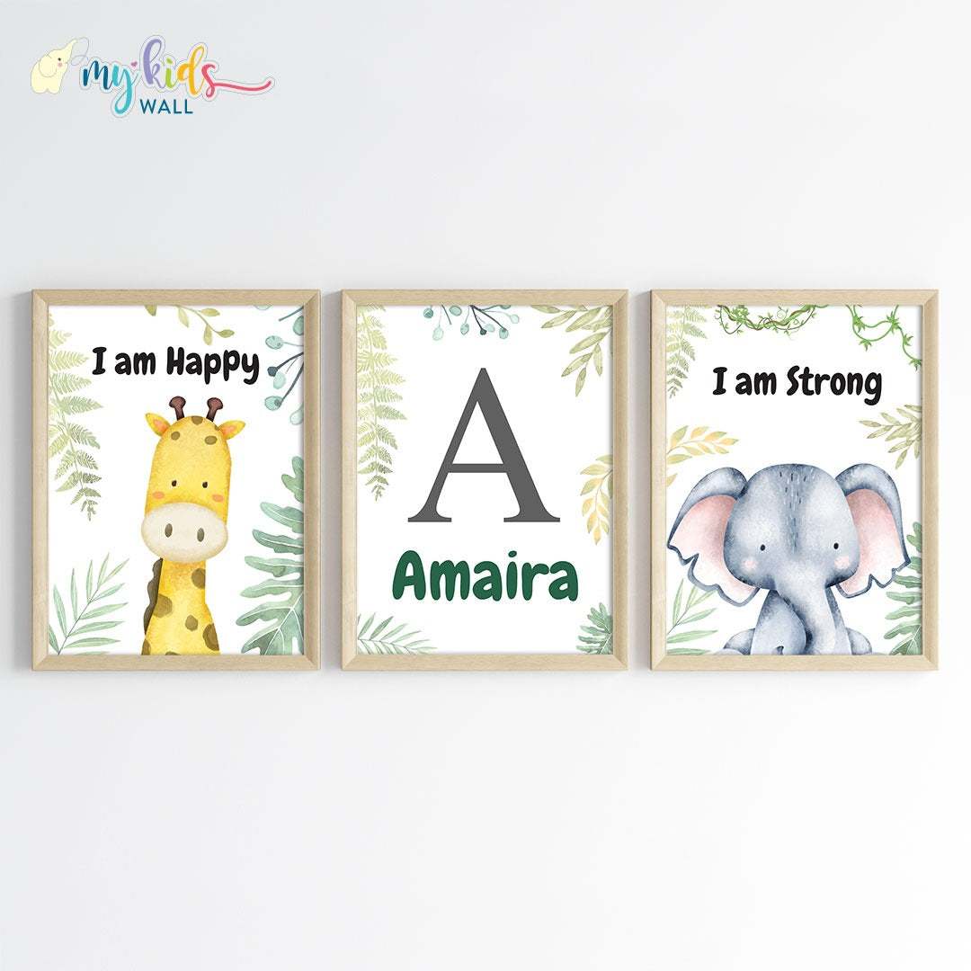Motivational Baby Safari Animals Wall Art (Framed)