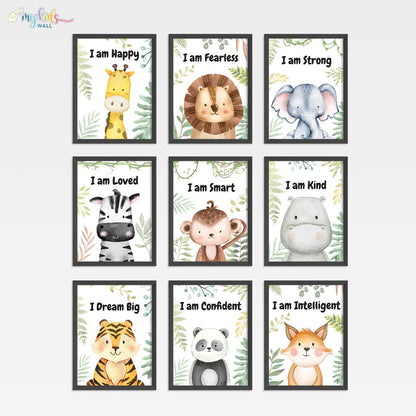 Motivational Baby Safari Animals Wall Art (Framed)