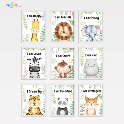 Motivational Baby Safari Animals Wall Art (Framed)