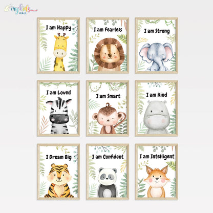 Motivational Baby Safari Animals Wall Art (Framed)
