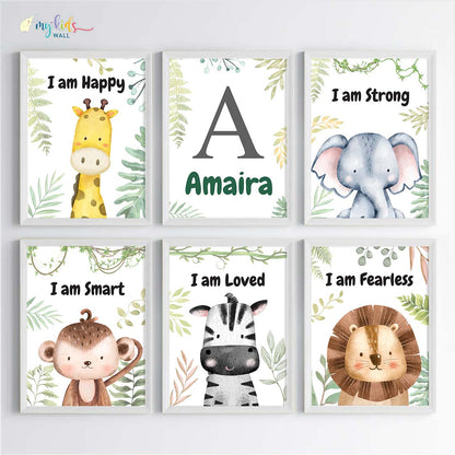 Motivational Baby Safari Animals Wall Art (Framed)