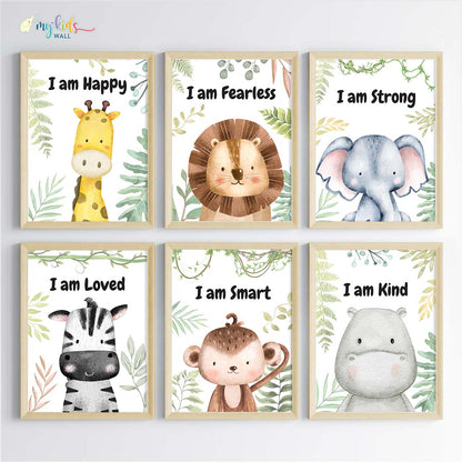 Motivational Baby Safari Animals Wall Art (Framed)