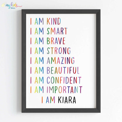 Multicolored Daily Positive Affirmations Personalised Wall Art (Framed)