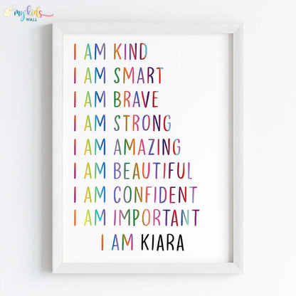 Multicolored Daily Positive Affirmations Personalised Wall Art (Framed)