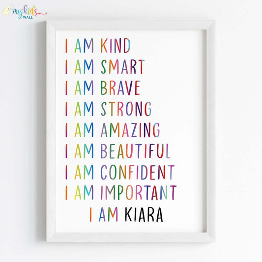Multicolored Daily Positive Affirmations Personalised Wall Art (Framed)