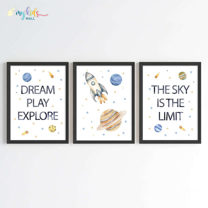 Outer Space Kid's Motivational Wall Art (Framed) New