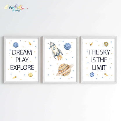Outer Space Kid's Motivational Wall Art (Framed) New