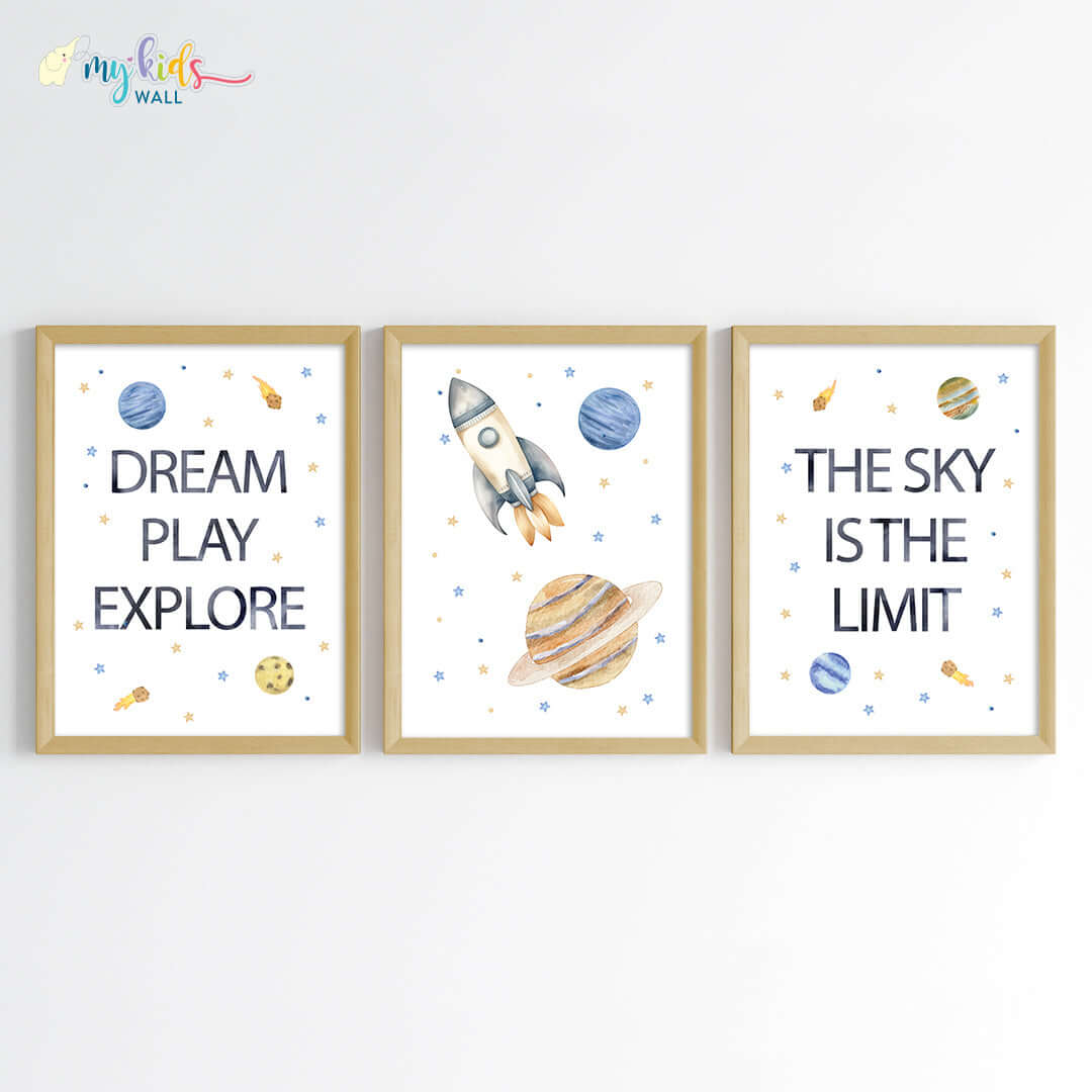 Outer Space Kid's Motivational Wall Art (Framed) New