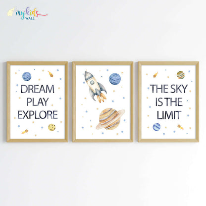 Outer Space Kid's Motivational Wall Art (Framed) New