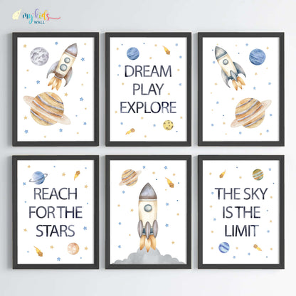 Outer Space Kid's Motivational Wall Art (Framed) New
