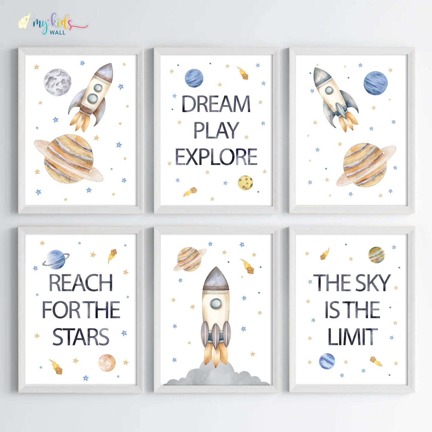Outer Space Kid's Motivational Wall Art (Framed) New