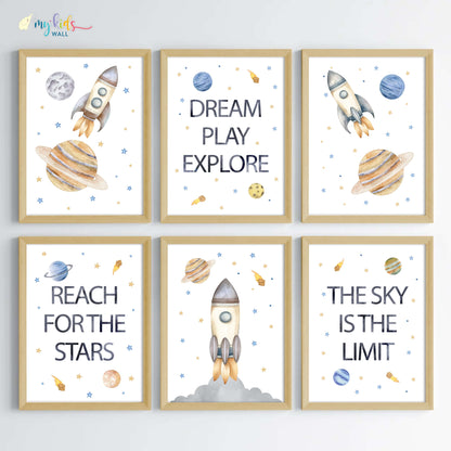 Outer Space Kid's Motivational Wall Art (Framed) New