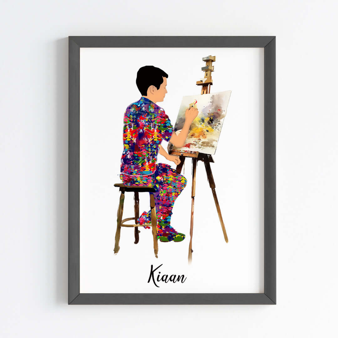 Painting Artist Boy Personalized Wall Art (Framed)