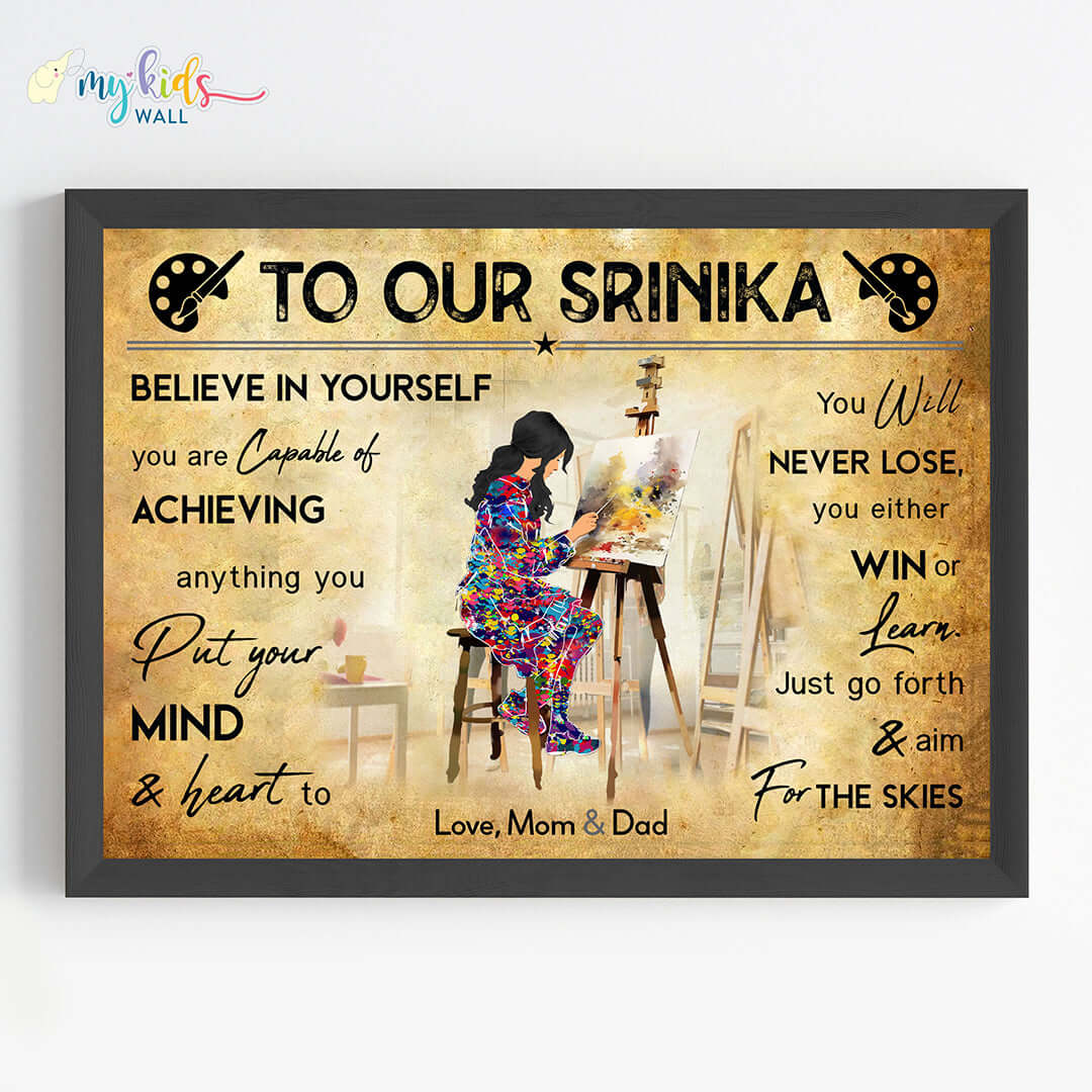 Painting Artist Girl Personalized Motivational Wall Art (Framed)