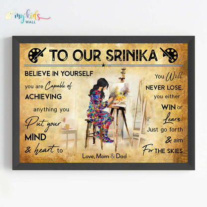 Painting Artist Girl Personalized Motivational Wall Art (Framed)