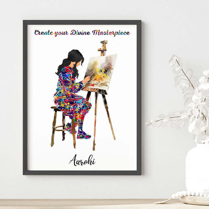 Painting Artist Girl Personalized Wall Art (Framed)