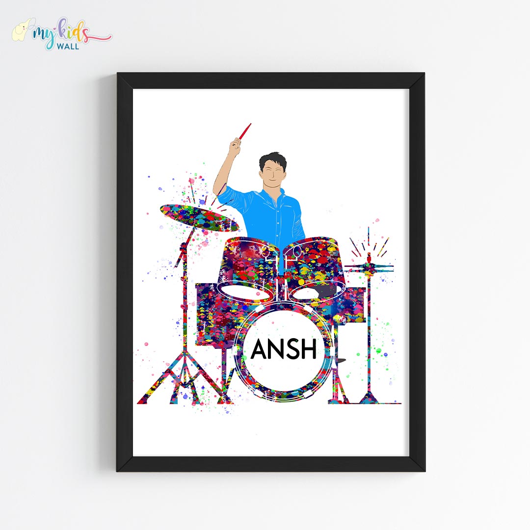 Percussionist Drummer Boy Personalized Wall Art (Framed)