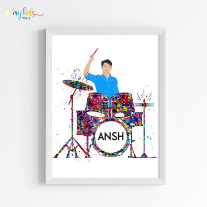 Percussionist Drummer Boy Personalized Wall Art (Framed)