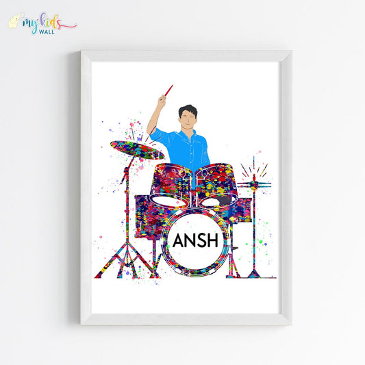 Percussionist Drummer Boy Personalized Wall Art (Framed)