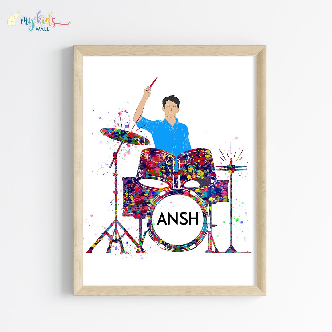 Percussionist Drummer Boy Personalized Wall Art (Framed)