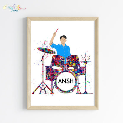 Percussionist Drummer Boy Personalized Wall Art (Framed)