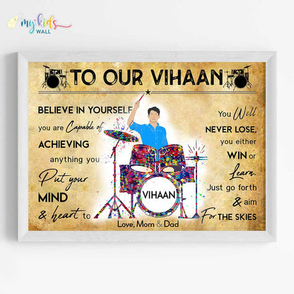 Percussionist Drummer Personalized Motivational Wall Art (Framed)