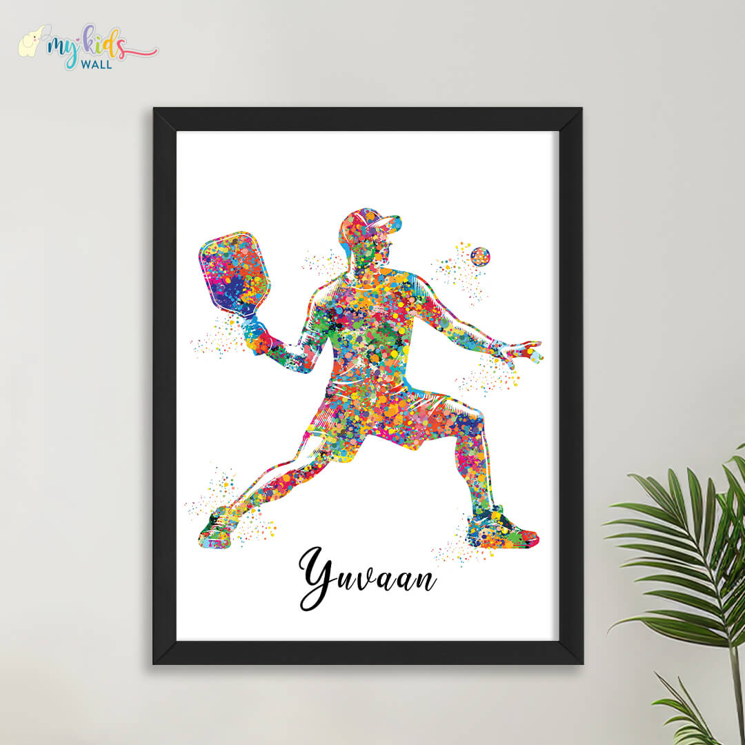 Pickleball Player Personalised Wall Art (Framed)