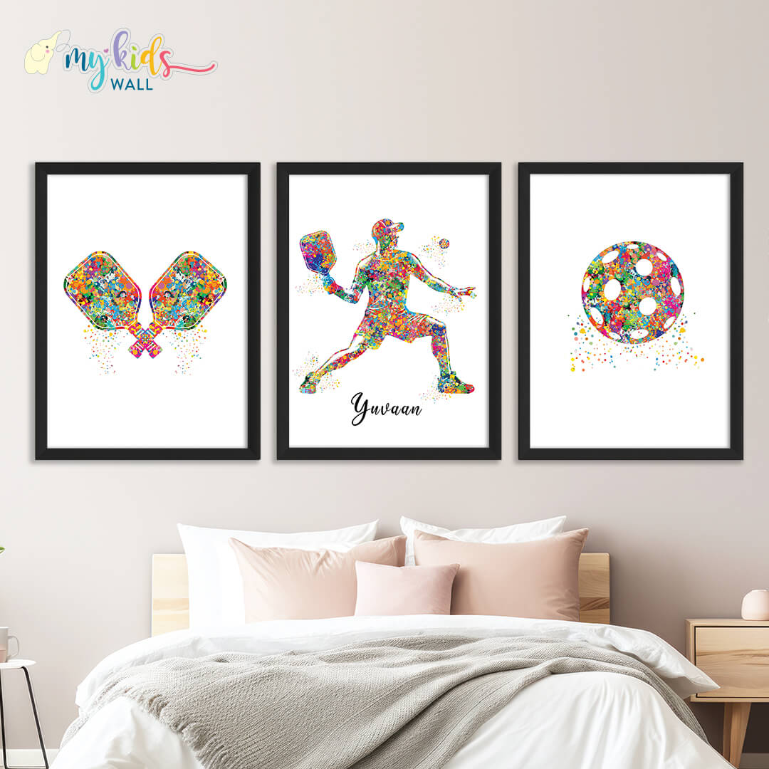 Pickleball Player Personalised Wall Art (Framed Set of 3)
