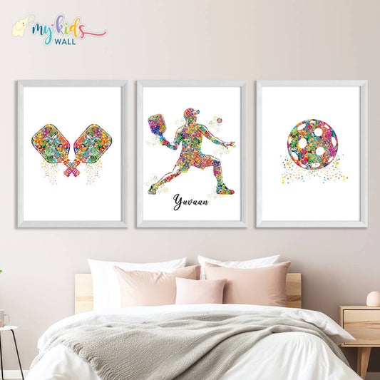 Pickleball Player Personalised Wall Art (Framed Set of 3)